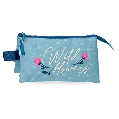 Image of Movom Wild Flowers Triple Case Blue 22x12x5 cms Polyester