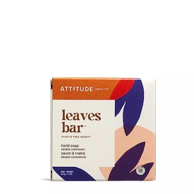 Image of ATTITUDE Hand Wash Soap Bar, EWG Verified and Plastic free Body Care, Vegan Cruelty free, Orange Cardamom, 113 g