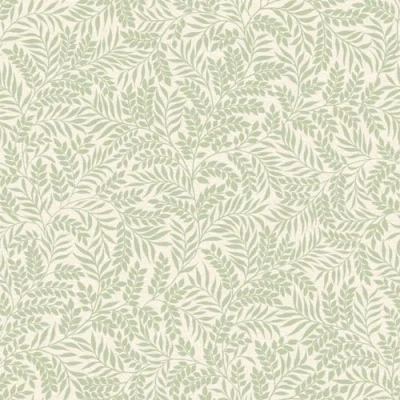 Image of Sage Green Mini Leaf Wallpaper Natural Floral Branch Tree Cream Contemporary Modern, Feature Wall