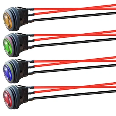 Image of Gebildet 4pcs 12V 24VDC/10A Prewired Waterproof Round Rocker Toggle Switch with LED Indicator,3 Pin SPST ON OFF for Car Truck Motorcycle Boat Marine (Red/Yellow/Blue/Green)
