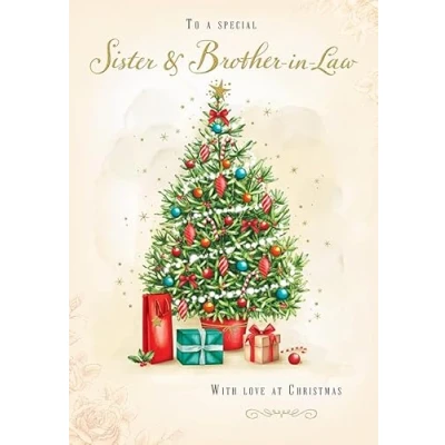 Image of Piccadilly Greetings Christmas Card To a Special Sister &amp; Brother In Law Traditional tree 9 x 6 inches
