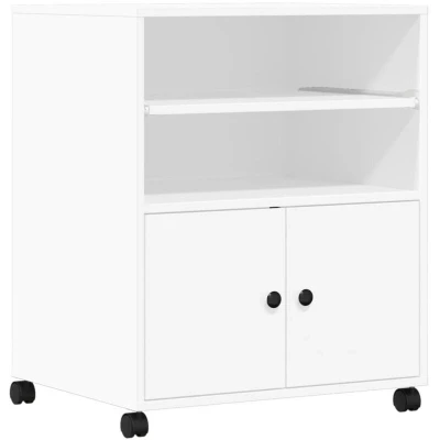 Image of vidaXL Printer Stand with Wheels White 60x48x74 cm