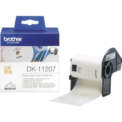 Image of Brother DK 11207 Label Roll, CD/DVD Labels, Black on White, 100 58 mm, Genuine Supplies