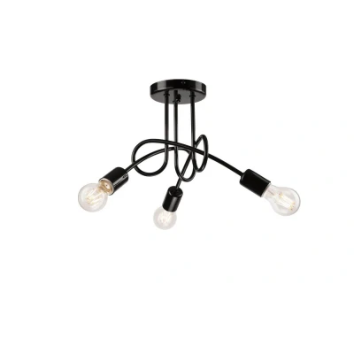 Image of Camilla Multi Arm Semi Flush Ceiling Light Black, 3x E27