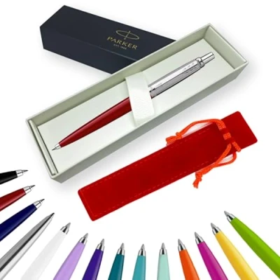 Image of Parker Jotter Ballpoint Pen Handwriting Pens &amp; Stationery Supplies Ideal for Christmas and Gifts Can be Engraved! (Without Engraving, Red, Ribbon Gift Box)