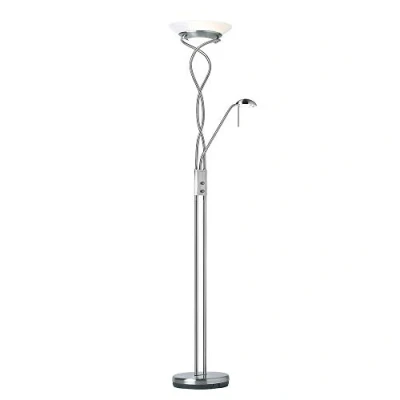 Image of Betta Lighting Mother &amp; Child Floor Lamp with Rotary Dimmer, Satin Chrome Finish Opal Glass