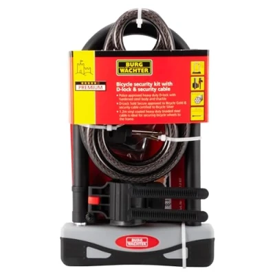 Image of Burg Wächter Gold Sold Secure Bicycle D Lock &amp; 1.2M Security Cable,One Size, Black