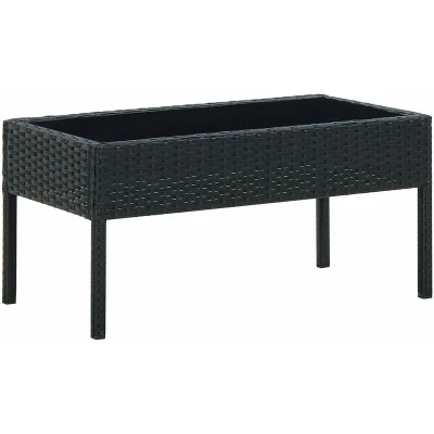 Image of vidaXL Garden Table Black 75x40x37 cm Poly Rattan