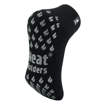 Image of HEAT HOLDERS Mens 2.3 TOG Warm Thick Anti Slip Low Cut Ankle Thermal Slipper Socks Trainer with Grips for Winter (12 14, Black)