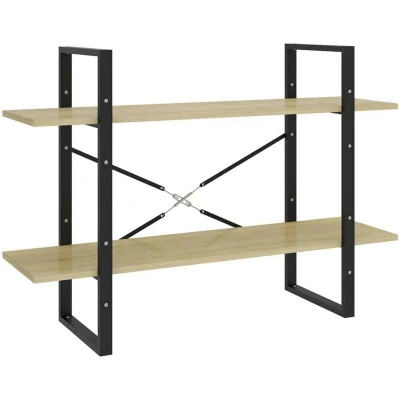 Image of vidaXL 2 Tier Book Cabinet Sonoma Oak 100x30x70 cm Engineered Wood