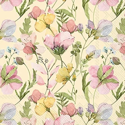 Image of Boston International IHR 3 Ply Paper Napkins, 20 Count Lunch Size, Naima Cream