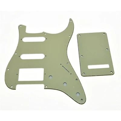 Image of KAISH 11 Hole ST/Strat Style Pickguard HSS Pick Guard with ST Back Plate Tremolo Trem Cover for USA/Mexico Stratocaster/Strat Aged White 3 Ply