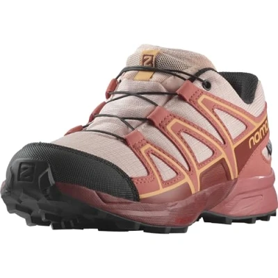 Image of Salomon Speedcross CSWP Unisex Hiking shoes for kids, Size: 1, English rose/cow hide/cantaloupe Textile/synthetics