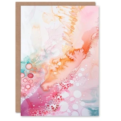 Image of Artery8 Watercolour Patterns Colourful Soft Pastel For Her Woman Birthday Card