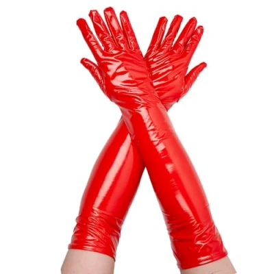 Image of Wicked Costumes Ladies Long PVC Gloves Red