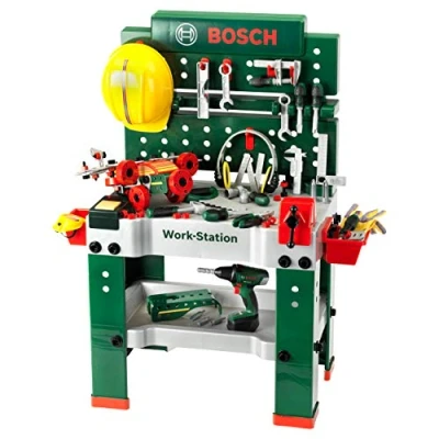 Image of Theo Klein 8485 Bosch Workbench No. 1 I 150 Parts Includes Cordless Screwdriver, Construction Set, Sander and Much More Battery Powered Screwdriver with Light Realistic Sounds