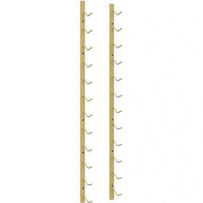 Image of vidaXL Wall Mounted Wine Rack for 12 Bottles Gold Iron