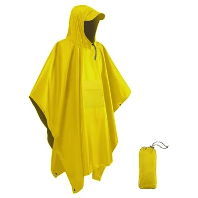 Image of Victoper Waterproof Poncho Adult Reusable Lightweight Rain for Traveling Cycling Outdoor Camping Hiking Raincoat Yellow…