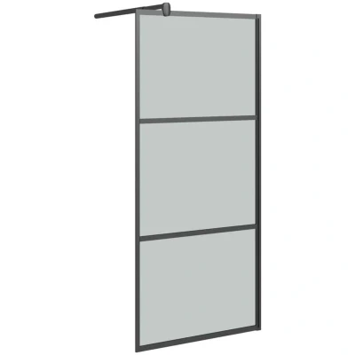 Image of vidaXL Walk in Shower Wall 80x195cm Dark ESG Glass Black