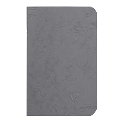 Image of Clairefontaine 734105C Age Bag Collection A Gray Stapled Notebook 9x14 cm 96 Plain White Pages 90 g Paper Glossy Leather Grain Card Cover
