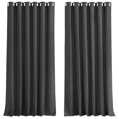 Image of Aspire Homeware Blackout Curtains 90x90 Grey Eyelet for Bedroom Thermal Insulated Ring Top Soft Living Room Curtain, 2 Panels + Matching Tiebacks