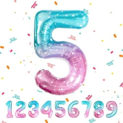 Image of Number 5 Balloons 5,Rainbow Balloon 40 Inch Giant Helium Foil for Boys Girls Party Decor Birthday Anniversary Graduation Decorations Supplies