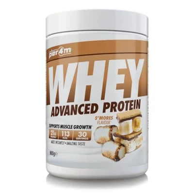 Image of Per4m Protein Whey Powder 30 Servings of High Shake with Amino Acids for Optimal Nutrition When Training Low Sugar Gym Supplements (S&#039;Mores, 900g)