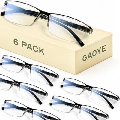 Image of Gaoye 6 Pack Reading Glasses Men/Women, Eyeglasses, Blue Light Readers for Computer Eye Glasses, Cheaters