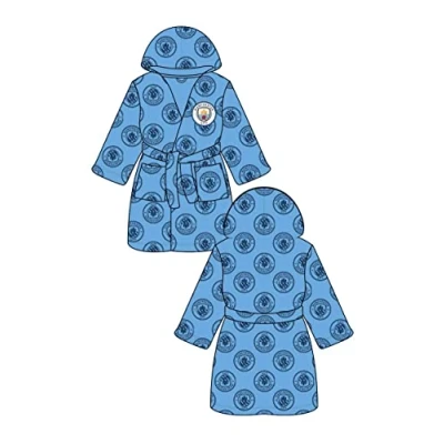Image of TDP Textiles Kids Football Dressing Gown Boys Girls Bath Robe (15 Years, MCFC)
