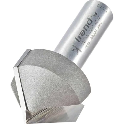 Image of Trend Professional Chamfer V Groove Cutter, 45 Degree, 1/2 Inch Shank, 32mm Cut Diameter &amp; 15mm Length, Tungsten Carbide Tipped, 10/10X1/2TC