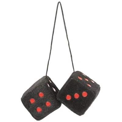 Image of Sumex Branded Home &amp; Car Mirrior Hanging Fluffy Furry Dice (Black with Red Spots)