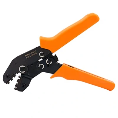 Image of Heschen Mini Ratchet Crimper Plier, SN 48B, Non Insulated Terminals Crimping Tools, Use for 0.5 1.5 mm² (22 16 AWG), Orange