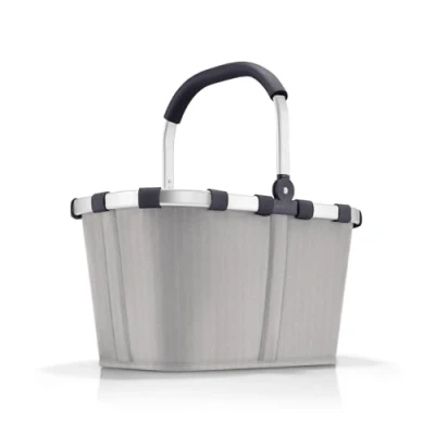 Image of reisenthel Carrybag Herringbone Grey Sturdy Shopping Basket with Lots of Storage Space and Practical Inner Pocket Elegant Water Repellent Design