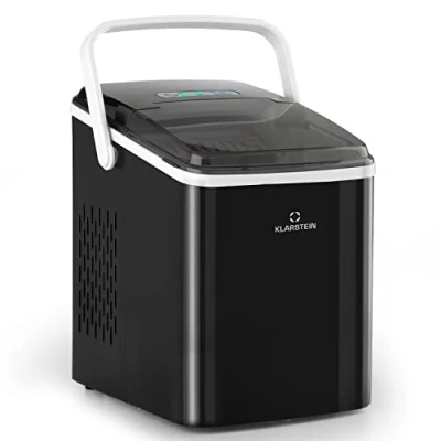 Image of Klarstein Arctic Porter Ice Cube Machine 12g / 24h, 2 Sizes, Production Time: 8 Minutes, Cubes Per Cycle: 9, litres of Water, LCD Display, Timer, Handle, BPA Free Material, Black