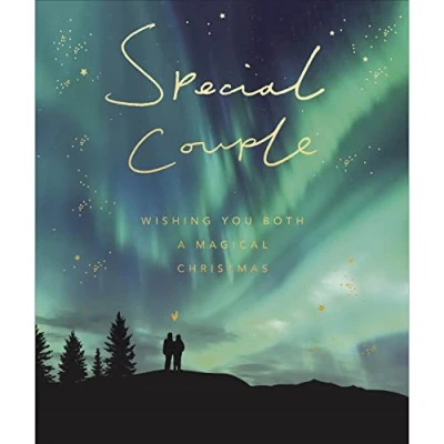 Image of Special Couple Magical Christmas Card Northern Lights Golden Foil Finish