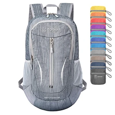 Image of ZOMAKE Foldable Backpack Lightweight 25L Packable Small Backpacks Water Resistant,Hiking for Outdoor Travel Walking,Camping (Medium gray)