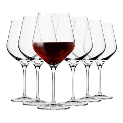 Image of Krosno Large Red Wine Glasses Set of 6 860 ML Splendour Collection White Crystal Glass Perfect for Home, Restaurants and Parties Dishwasher Safe