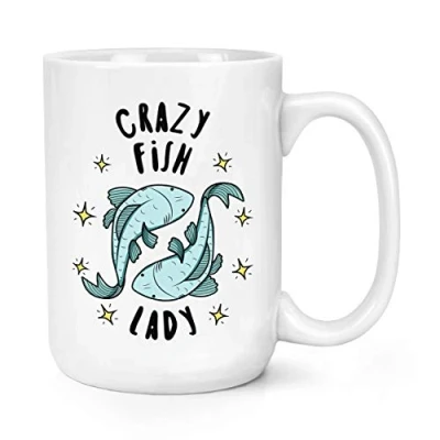 Image of Crazy Fish Lady Stars 15oz Large Mug Cup
