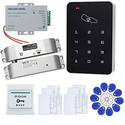 Image of FTSTech RFID Full Door Access Control Home Security Kit with 125KHz Standalone Keypad+ Electric Lock + Power Supply +Exit Button+10pcs Keyfobs+10pcs White Cards (Electric Drop Bolt Kit)