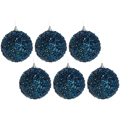 Image of BWG Deep Blue Purple Mini Sequin Glitter Christmas Tree Bauble Decoration (Set of 6)