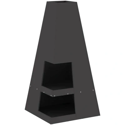 Image of vidaXL Fire Pit with Log Storage Black 50 x 100 cm Steel