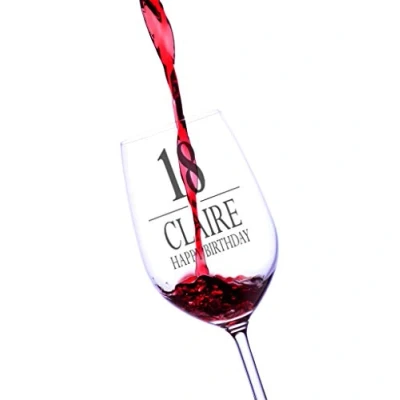 Image of ukgiftstoreonline Personalised Any Age Birthday Gift Wine Glass Boxed 18th 21st 30th 40th 50th 60th 70th 80th