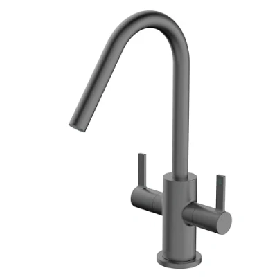 Image of Bristan CSH EFSNK GM Cashew Easyfit Monobloc Sink Mixer Twin Lever Mono, Gun Metal Grey