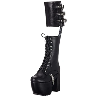 Image of LAMODA Women&#039;s Spellbound Knee High Boot, Black Pu, 6 UK