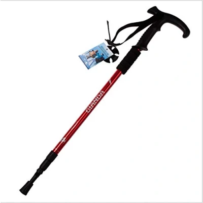 Image of Hikehobby® Antishock With Handle Trekking Walking Hiking Stick Pole (Red)