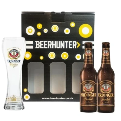 Image of ERDINGER Dunkel German Beer Gift Set with Official Glass (2 Pack)