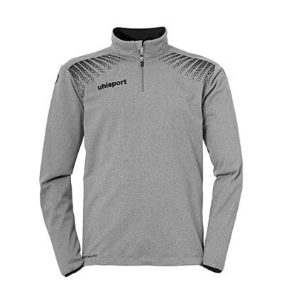 Image of Uhlsport UHLSH Kids Goal 1/4 Zip Top Sweatshirt Dark Grey Melange/Black, 128
