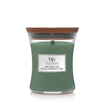 Image of WoodWick Scented Candle Medium Mint Leaves &amp; Oak 11 cm / ø 10