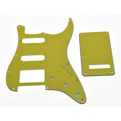 Image of KAISH 11 Hole Strat Style HSS Pickguard ST Back Plate Tremolo Trem Cover for USA/Mexico Stratocaster/Strat Yellow 3 Ply