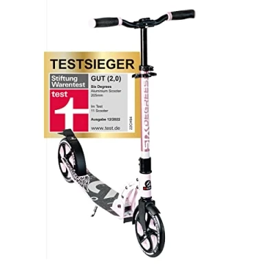 Image of Six Degrees Scooter Pro Adult Kids with XL Deck ABEC 7 Foldable Height Adjustable Safety Reflectors for ages 8 12 Push Kick